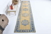 El yapımı vintage yolluk 79x340 cm oryantal desenli yün - detay görünümü