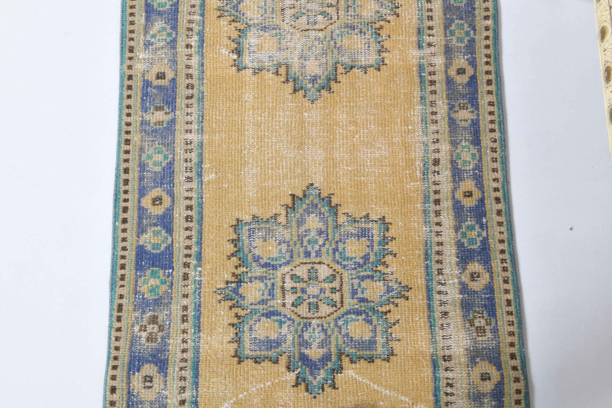 El yapımı vintage yolluk 79x340 cm oryantal desenli yün - desen detayı