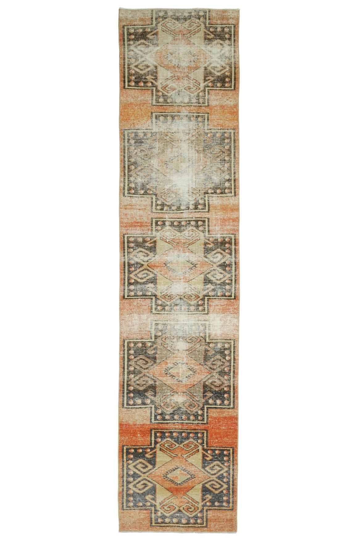 Orange Colored Vintage Runner Rug