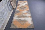 El yapımı vintage yolluk 89x323 cm geometrik desenli yün - detay görünümü