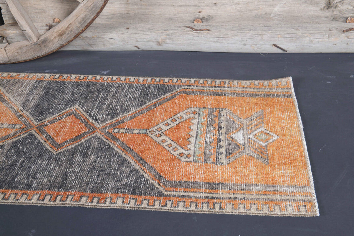 El yapımı vintage yolluk 64x229 cm oryantal desenli yün - desen detayı