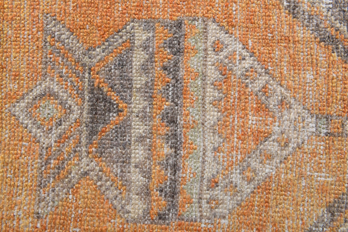 El yapımı vintage yolluk 64x229 cm oryantal desenli yün - üstten görünüm