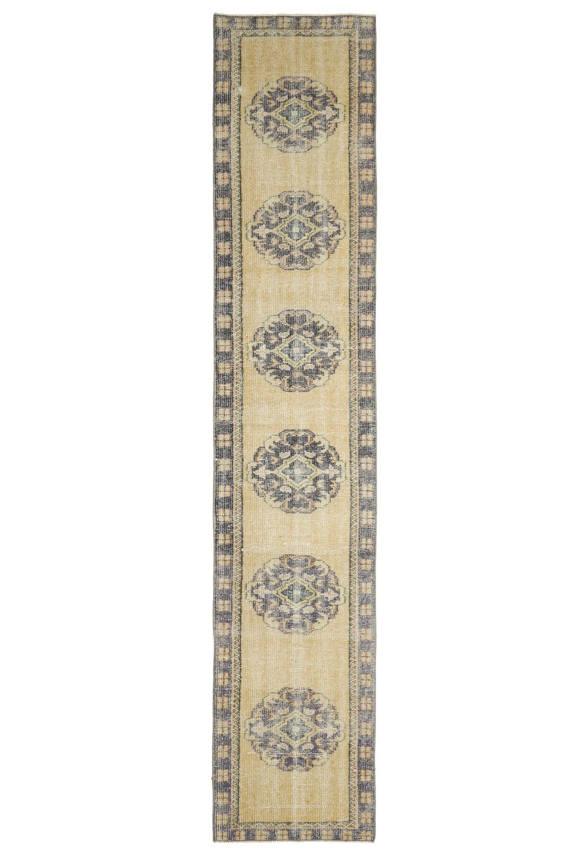 El yapımı vintage yolluk 89x356 cm oryantal desenli yün - farklı açıdan görünüm