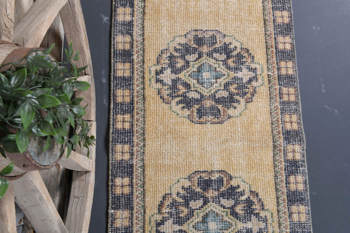 El yapımı vintage yolluk 89x356 cm oryantal desenli yün - mekan görünümü