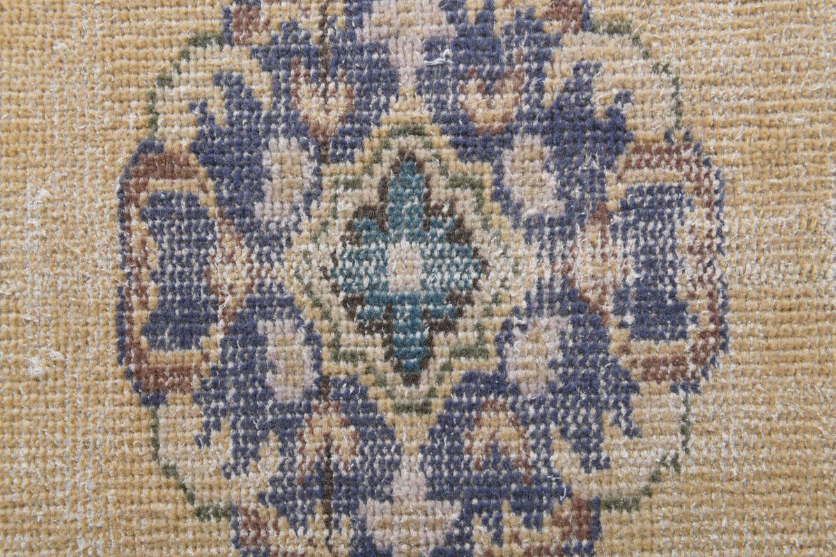El yapımı vintage yolluk 89x356 cm oryantal desenli yün - üstten görünüm