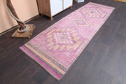 El yapımı vintage yolluk 91x287 cm geometrik desenli yün - detay görünümü