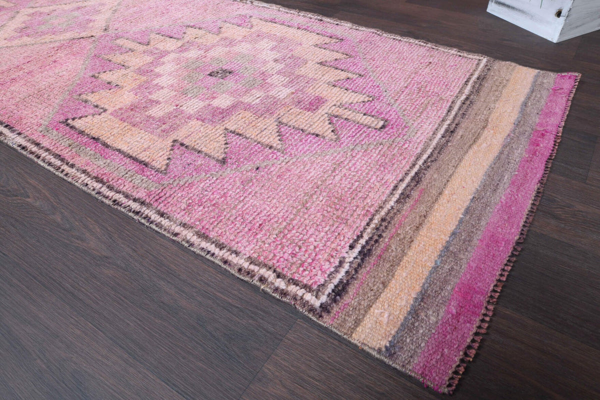 El yapımı vintage yolluk 91x287 cm geometrik desenli yün - desen detayı