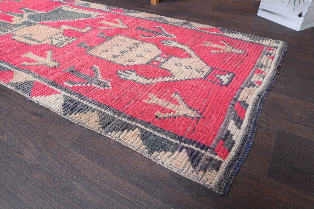 El yapımı vintage yolluk 61x244 cm resim desenli desenli yün - desen detayı