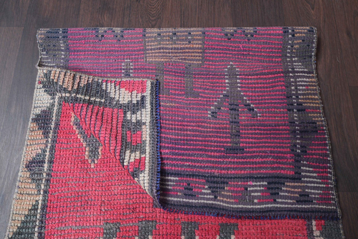 El yapımı vintage yolluk 61x244 cm resim desenli desenli yün - açık alan görünümü