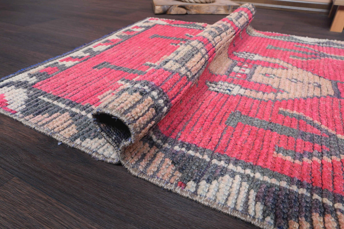 El yapımı vintage yolluk 61x244 cm resim desenli desenli yün - farklı açıdan görünüm