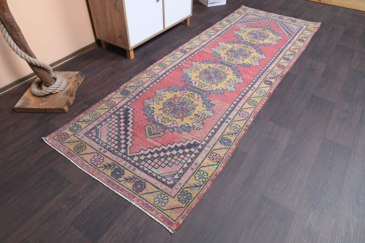 El yapımı vintage yolluk 91x274 cm oryantal desenli yün - detay görünümü
