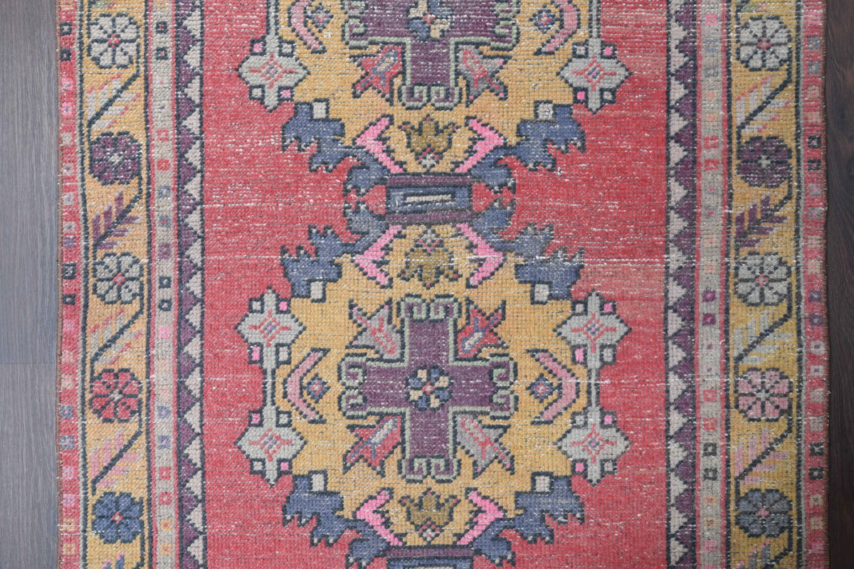 El yapımı vintage yolluk 91x274 cm oryantal desenli yün - mekan görünümü