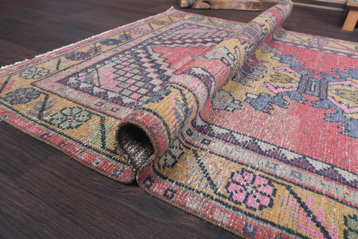 El yapımı vintage yolluk 91x274 cm oryantal desenli yün - farklı açıdan görünüm