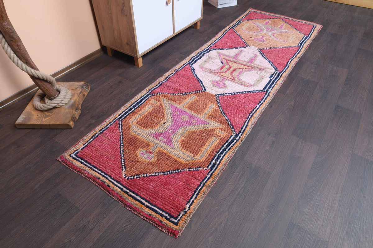 El yapımı vintage yolluk 81x269 cm i̇nsan figürlü desenli yün - detay görünümü
