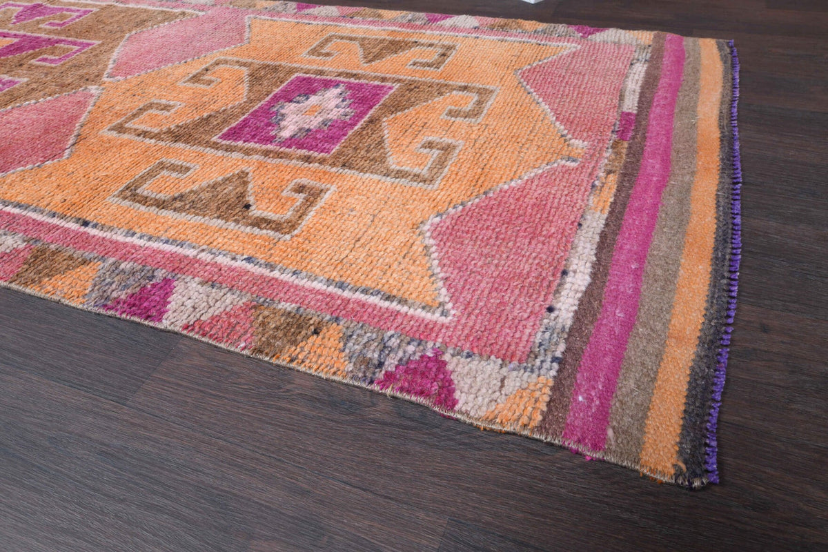 El yapımı vintage yolluk 91x305 cm oryantal desenli yün - desen detayı