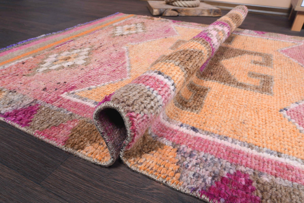 El yapımı vintage yolluk 91x305 cm oryantal desenli yün - farklı açıdan görünüm