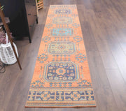 1970'lerden Anadolu kökenli çiçek desenli el dokuma vintage yolluk, 75x340 cm