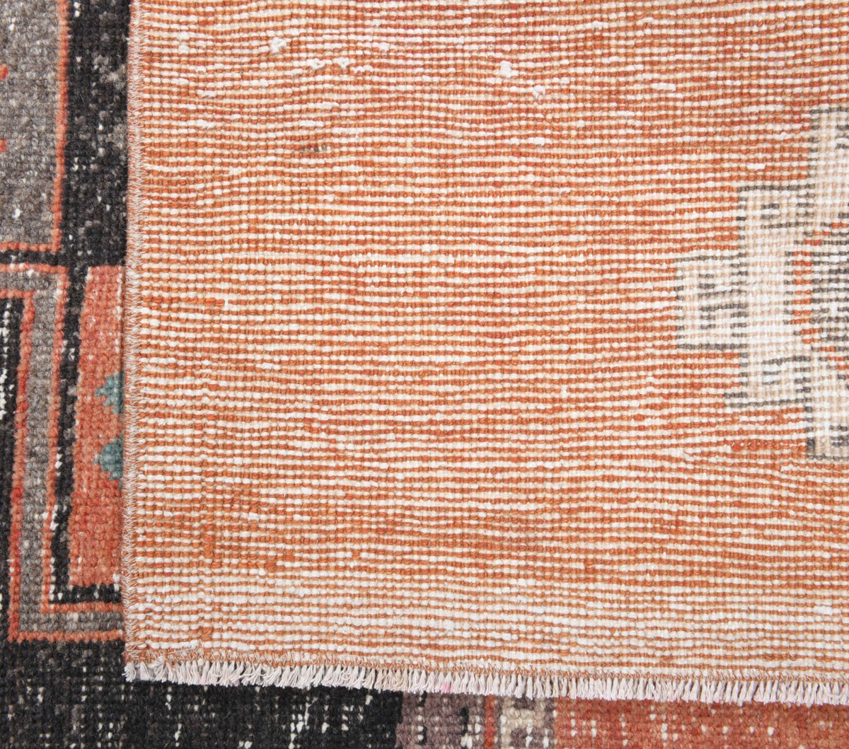 El yapımı vintage yolluk 91x305 cm geometrik desenli yün - desen detayı