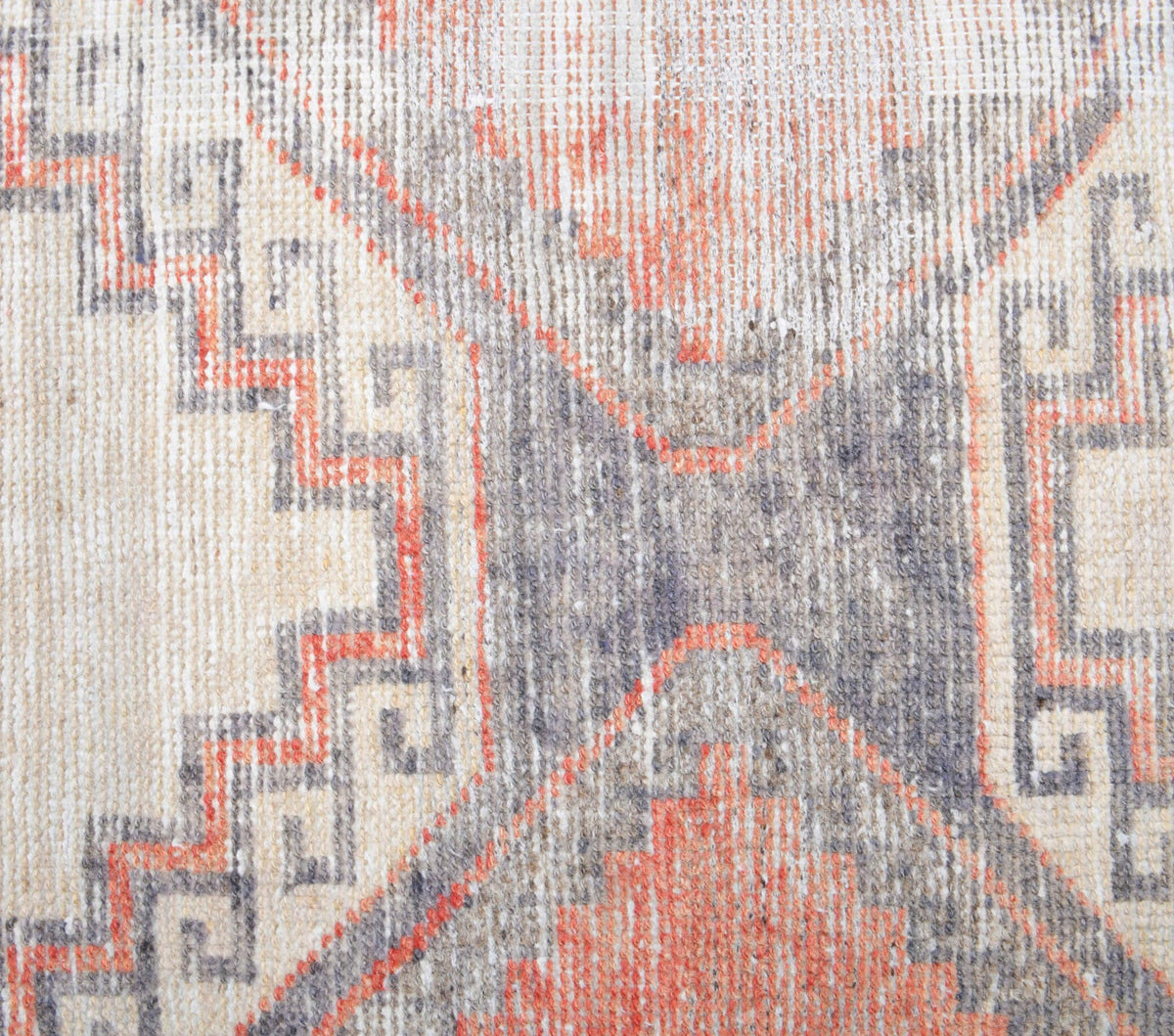 El yapımı vintage yolluk 91x368 cm geometrik desenli yün - desen detayı