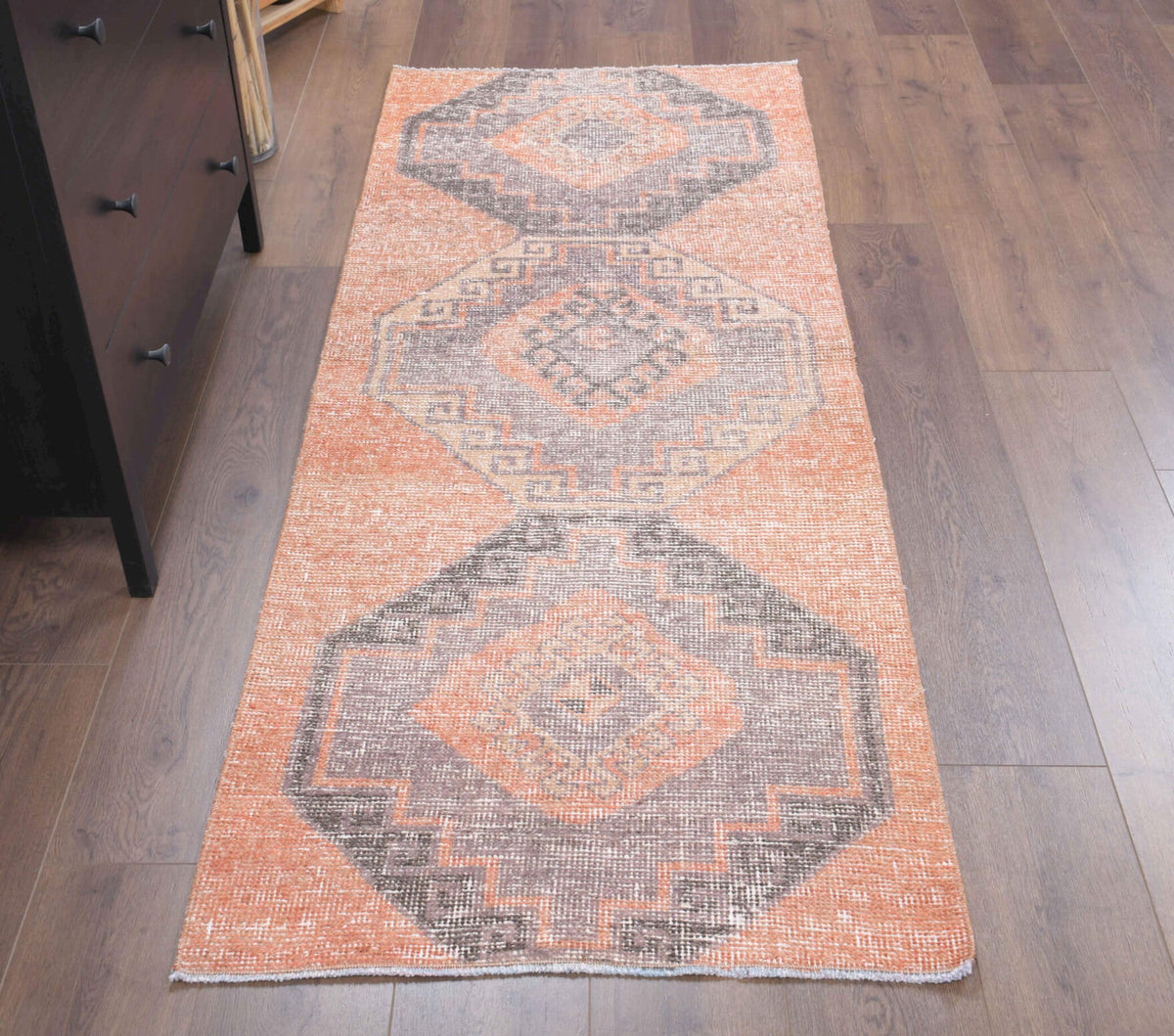 Vintage Orange Oushak Runner Rug