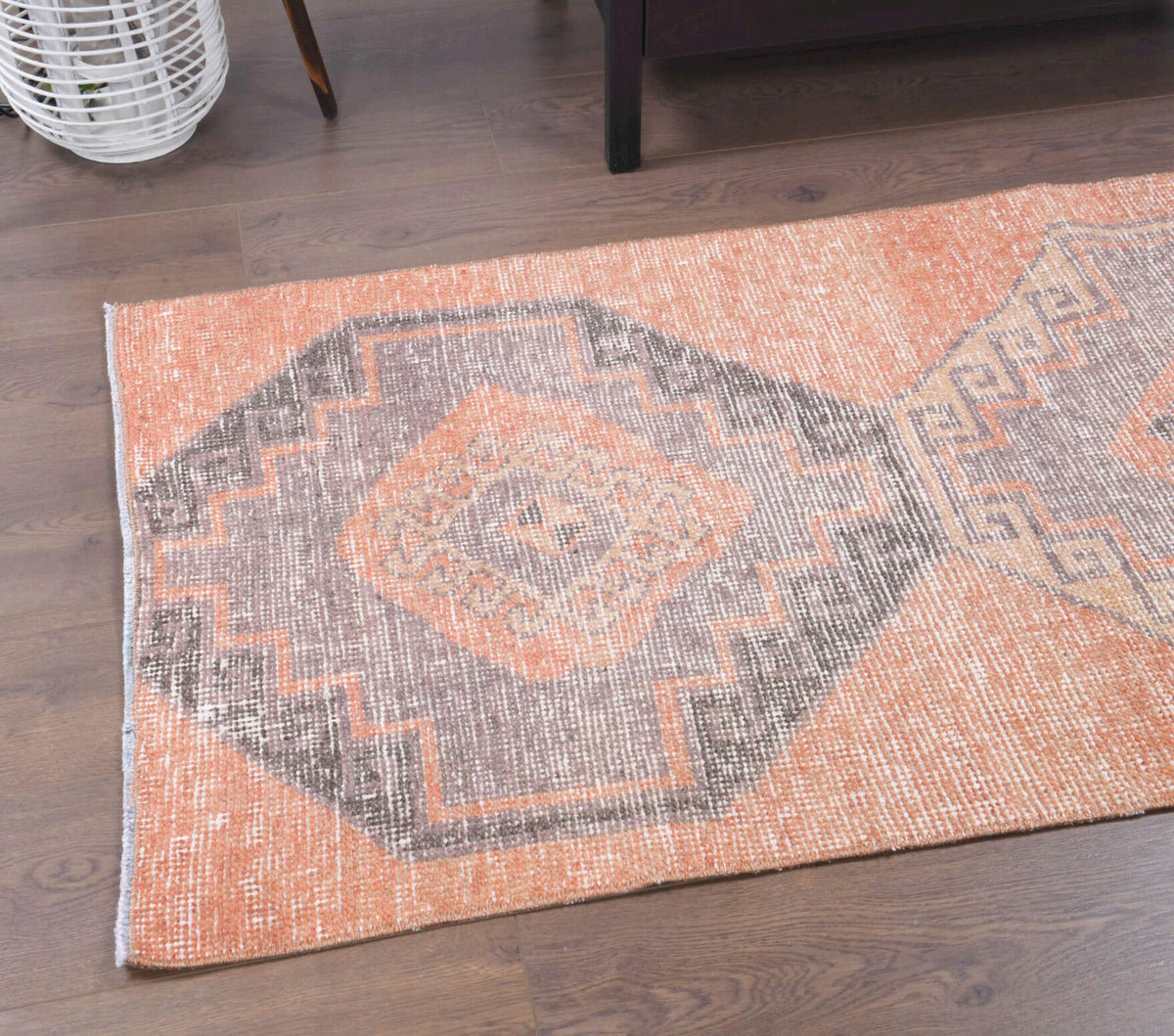 Vintage Orange Oushak Runner Rug