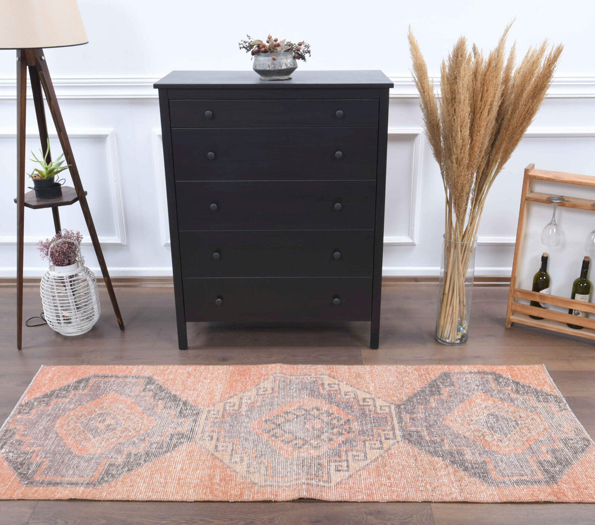 Vintage Orange Oushak Runner Rug