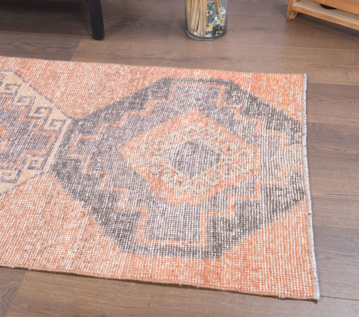 Vintage Orange Oushak Runner Rug