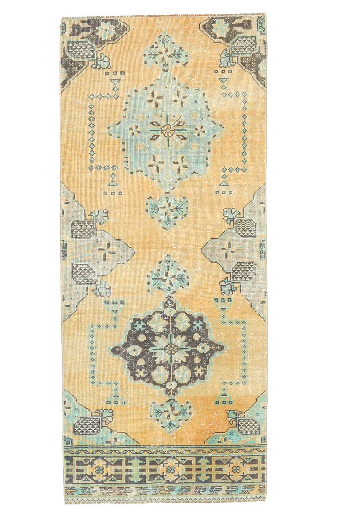 El yapımı vintage yolluk 81x201 cm oryantal desenli yün - farklı açıdan görünüm