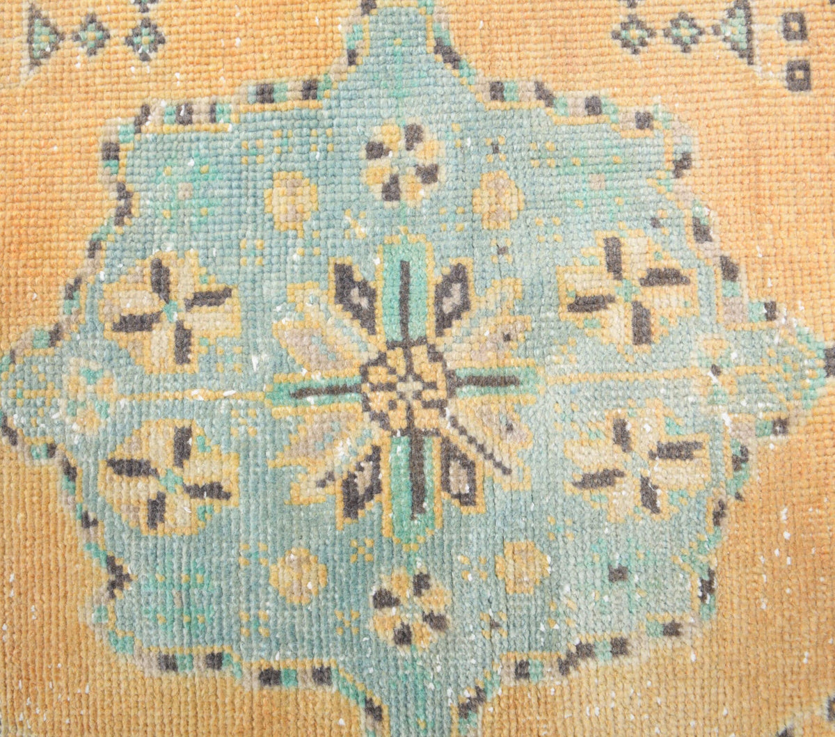 El yapımı vintage yolluk 81x201 cm oryantal desenli yün - kenar ve saçak detayı