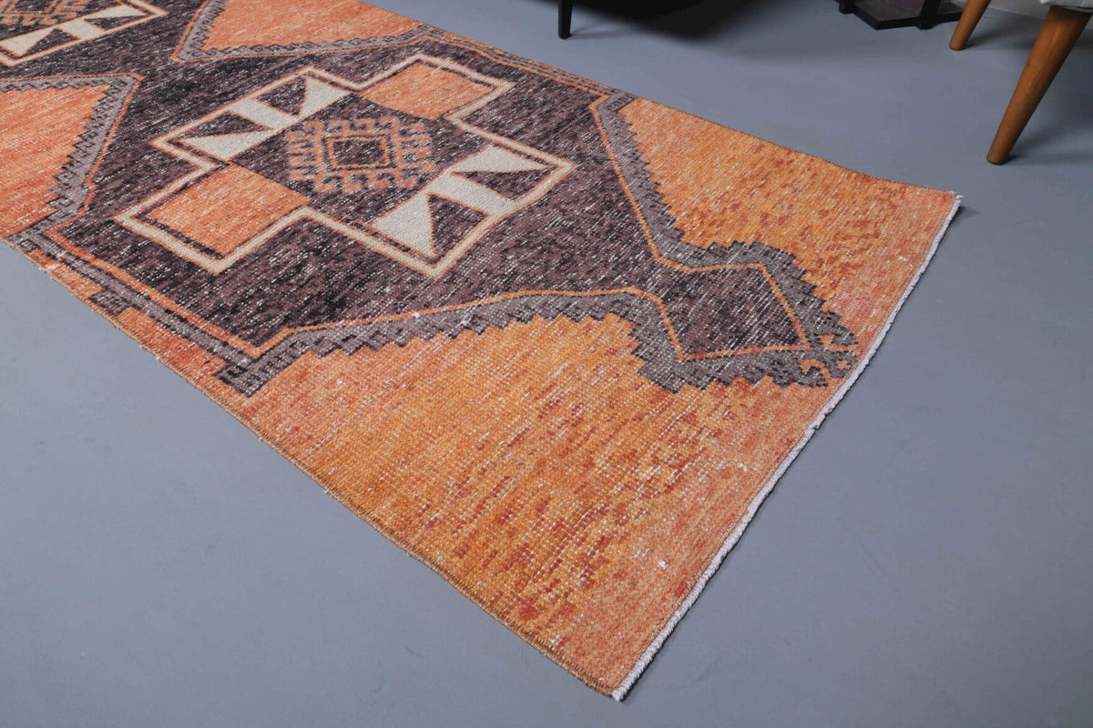 El yapımı vintage yolluk 89x333 cm geometrik desenli yün - mekan görünümü