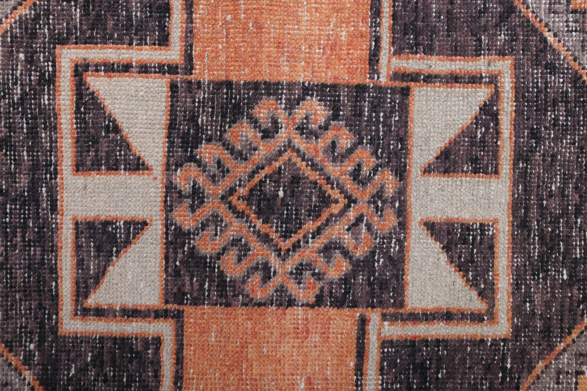El yapımı vintage yolluk 89x333 cm geometrik desenli yün - farklı açıdan görünüm