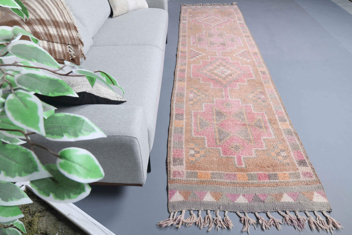 Pastel Colored Vintage Anatolian Runner Rug
