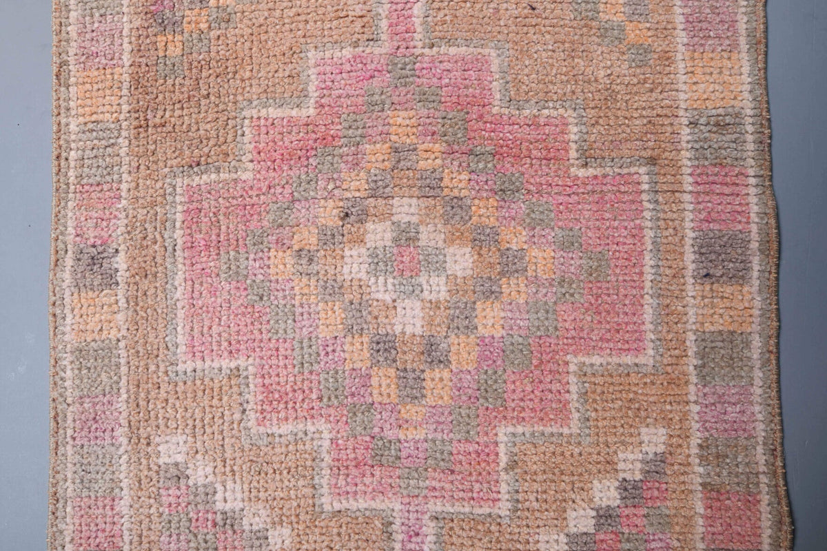 Pastel Colored Vintage Anatolian Runner Rug