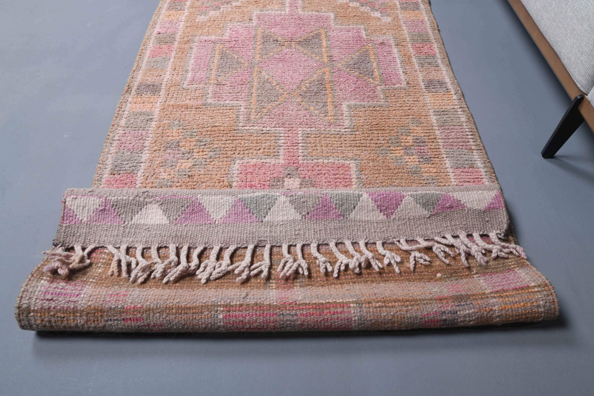 Pastel Colored Vintage Anatolian Runner Rug