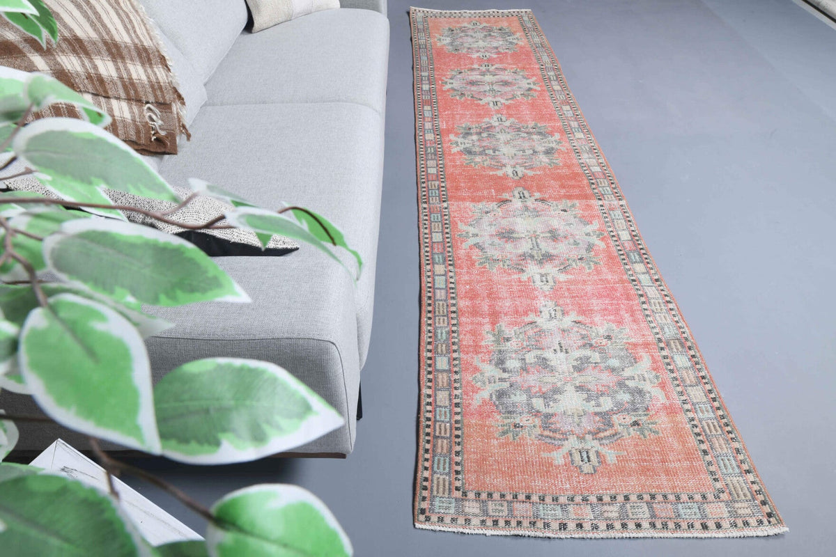 El yapımı vintage yolluk 79x323 cm oryantal desenli yün - detay görünümü