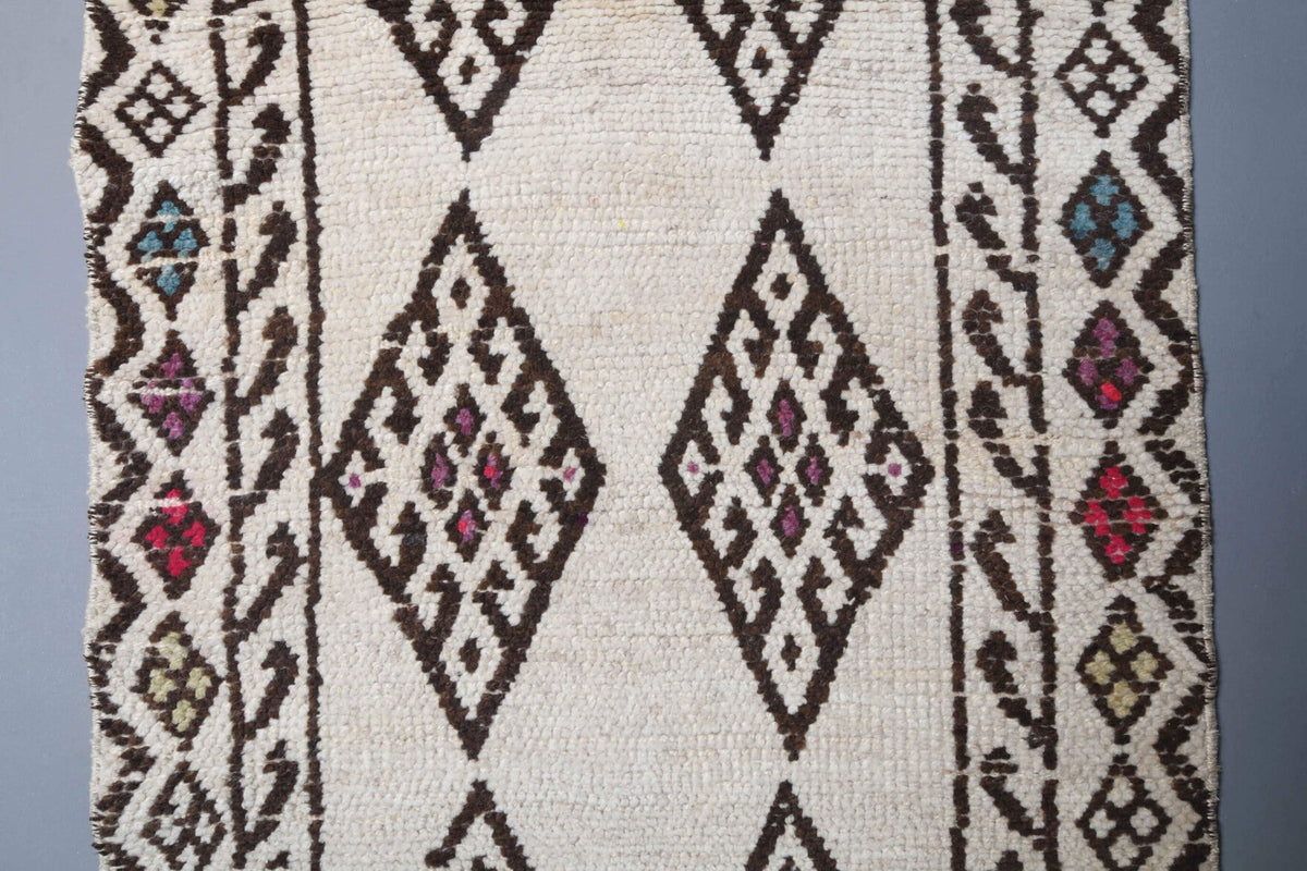 Boho Chic White Vintage Oushak Runner Rug