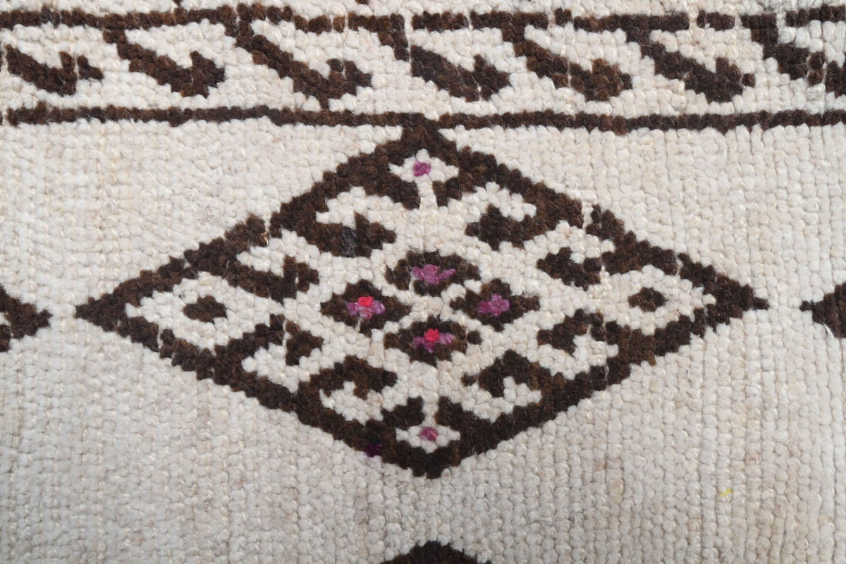 Boho Chic White Vintage Oushak Runner Rug