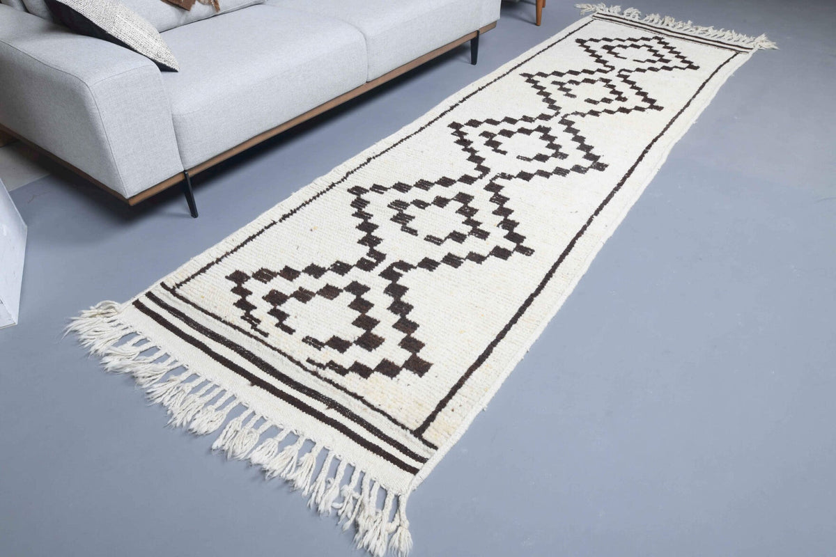 Boho Chic White Vintage Oushak Runner Rug