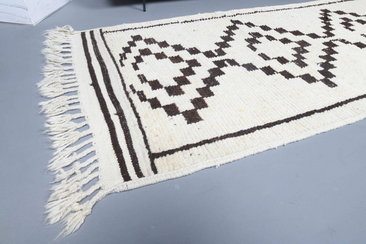 Boho Chic White Vintage Oushak Runner Rug