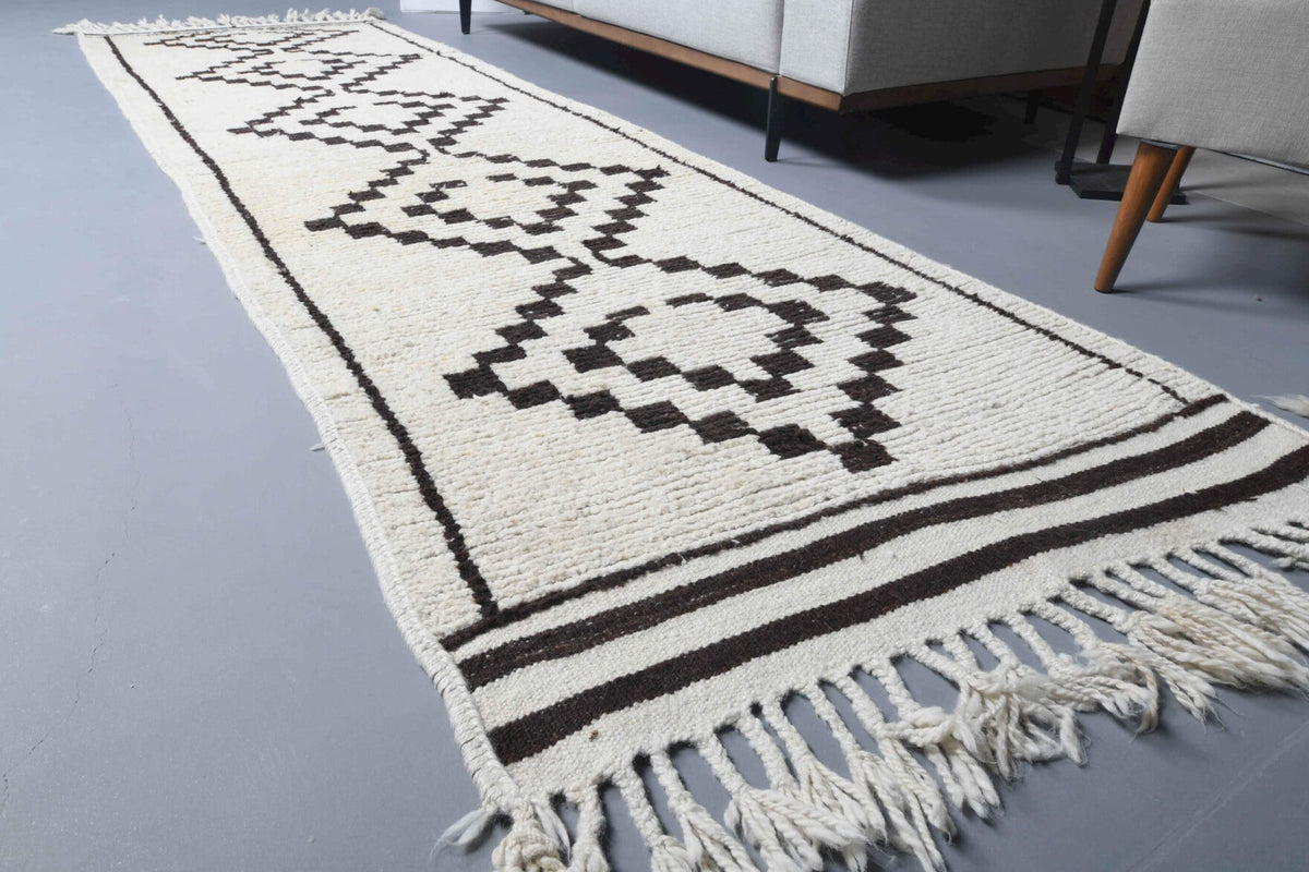 Boho Chic White Vintage Oushak Runner Rug