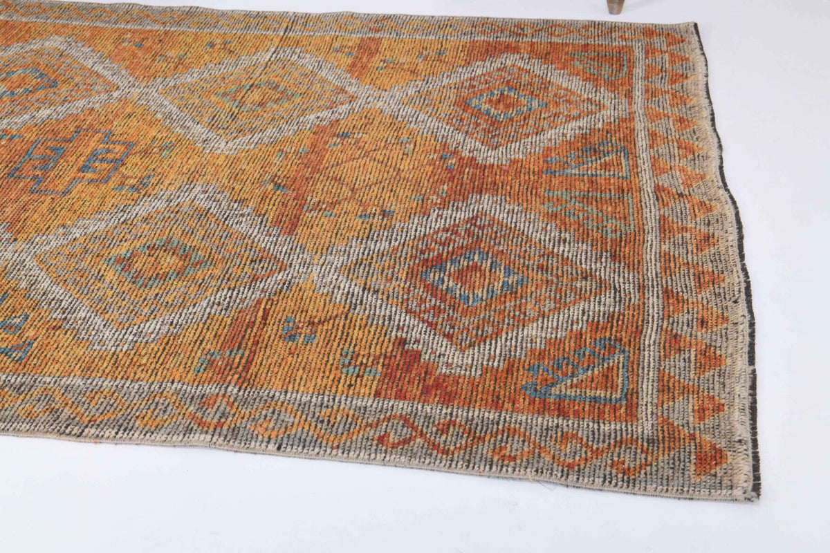 El yapımı vintage yolluk 122x305 cm geometrik desenli yün - mekan görünümü