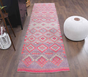 El yapımı vintage yolluk 61x305 cm i̇kat desenli yün - detay görünümü