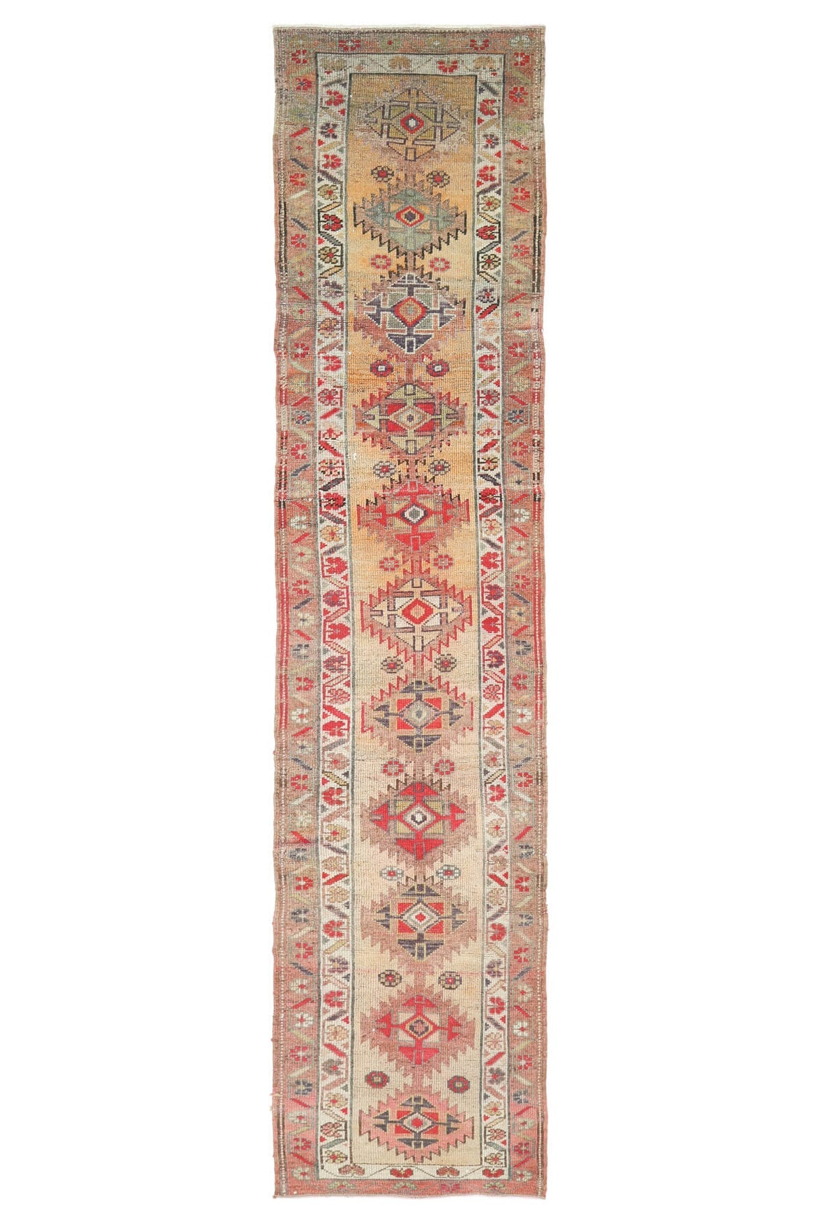 El yapımı vintage yolluk 81x381 cm oryantal desenli yün - farklı açıdan görünüm