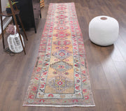 El yapımı vintage yolluk 81x381 cm oryantal desenli yün - detay görünümü