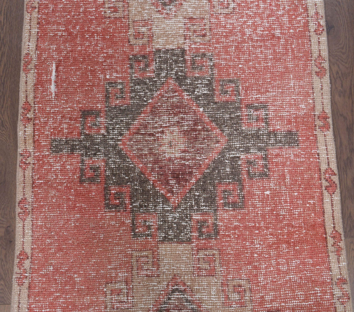 El yapımı vintage yolluk 89x345 cm geometrik desenli yün - mekan görünümü