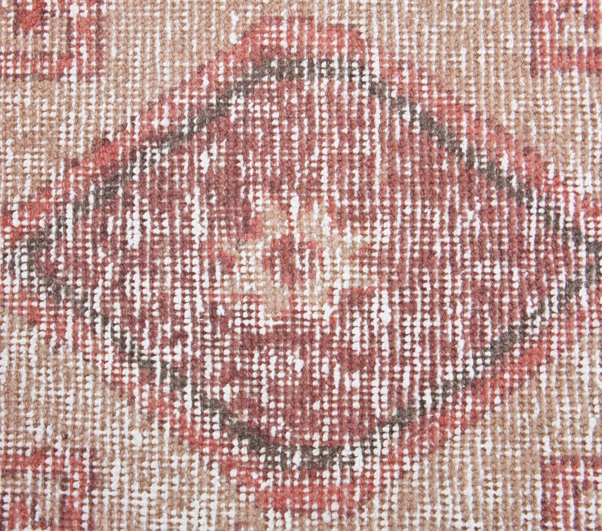 El yapımı vintage yolluk 89x345 cm geometrik desenli yün - üstten görünüm