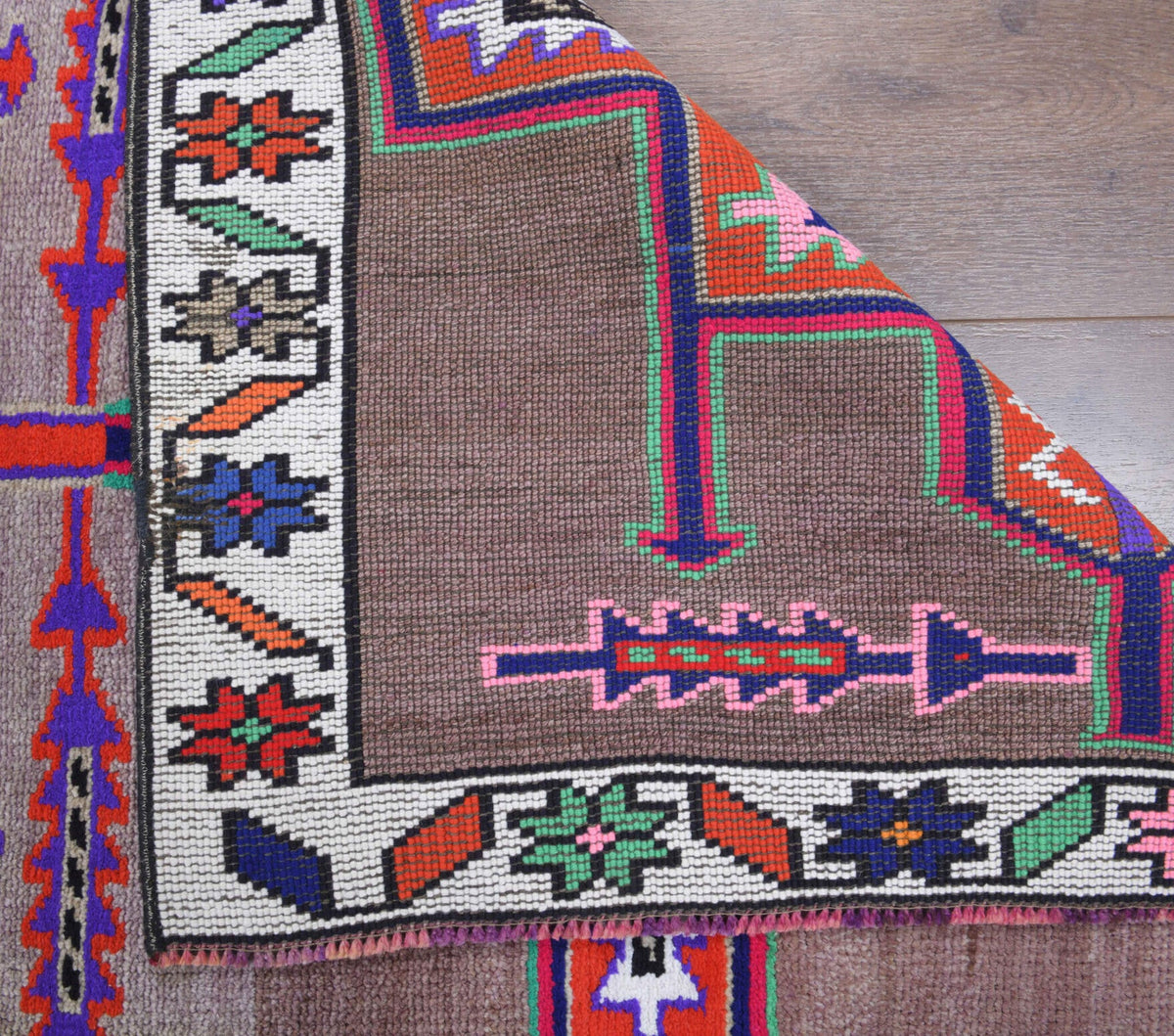 El yapımı vintage yolluk 81x348 cm tribal desenli yün - desen detayı