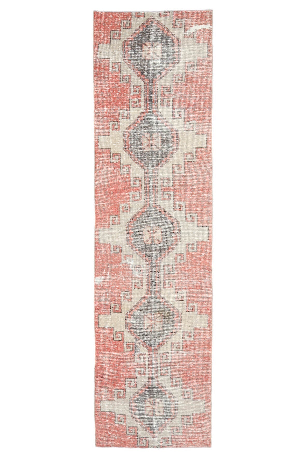 El yapımı vintage yolluk 79x318 cm geometrik desenli yün - farklı açıdan görünüm