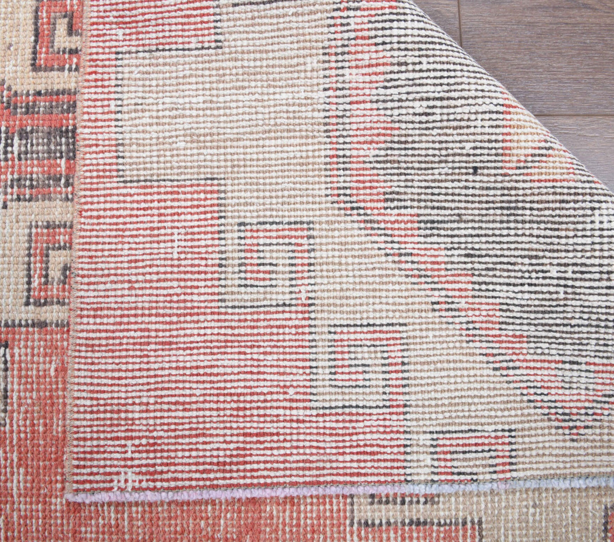 El yapımı vintage yolluk 79x318 cm geometrik desenli yün - desen detayı