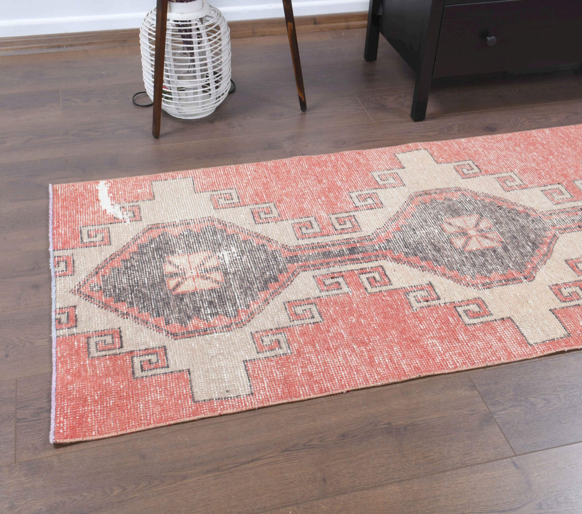 El yapımı vintage yolluk 79x318 cm geometrik desenli yün - mekan görünümü